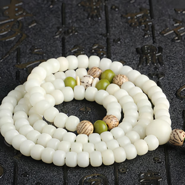 White Jade Bodhi Lotus Mala Harmony Necklace Bracelet- EclatDoré