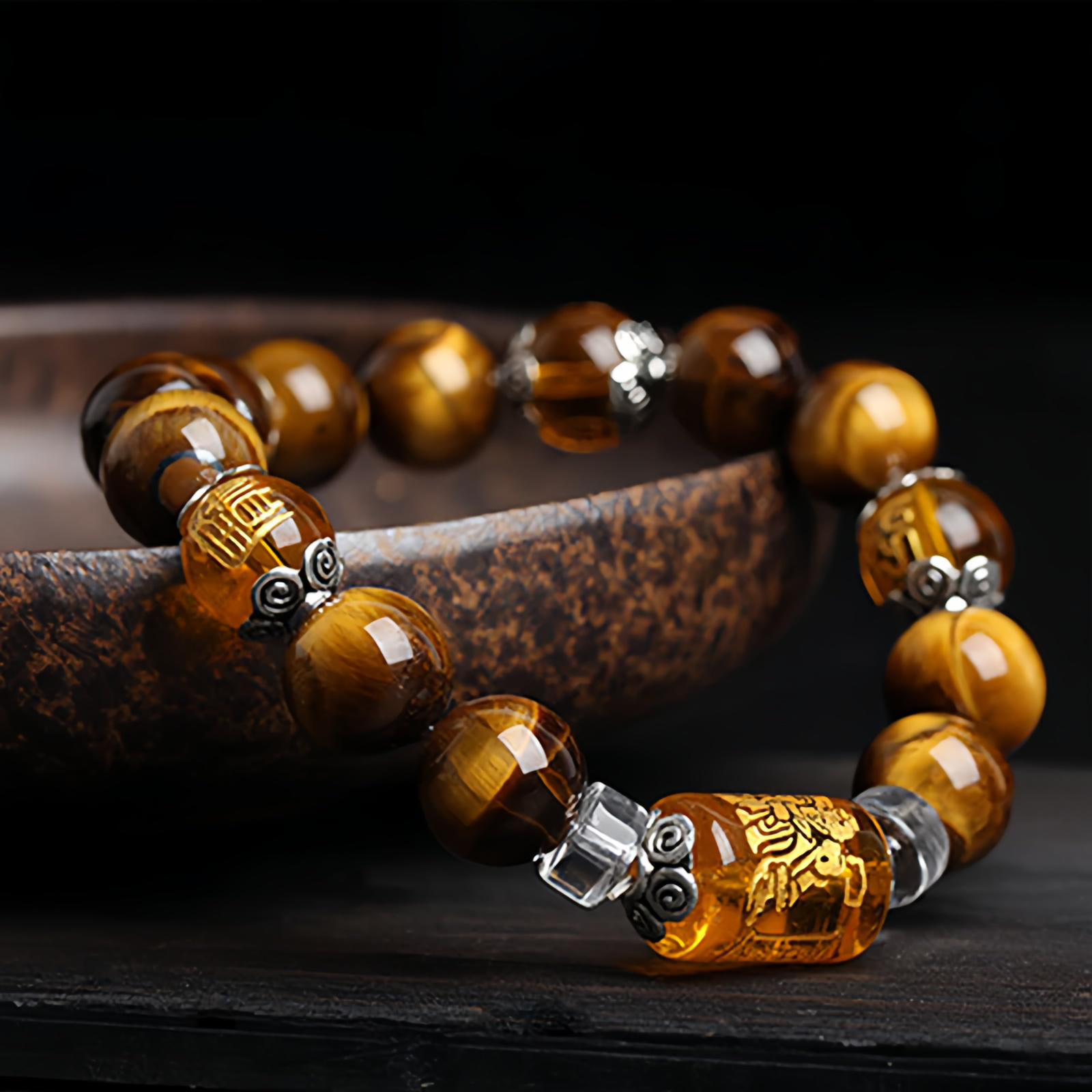 Tiger Eye Bead Fortune Prosperity Bracelet