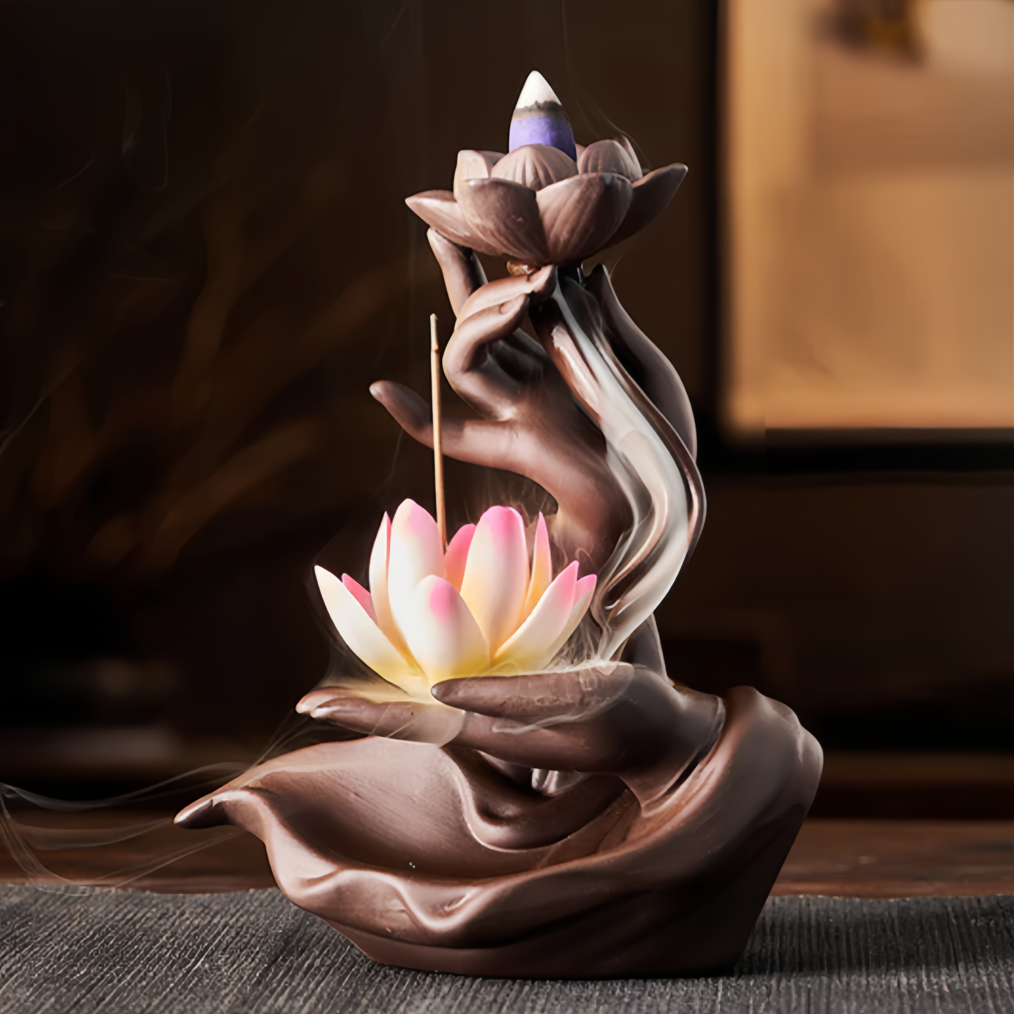 Handcrafted Lotus Buddha Citrus Aromatherapy Incense Burner - Eco-Friendly Zen Meditation Diffuser- EclatDoré