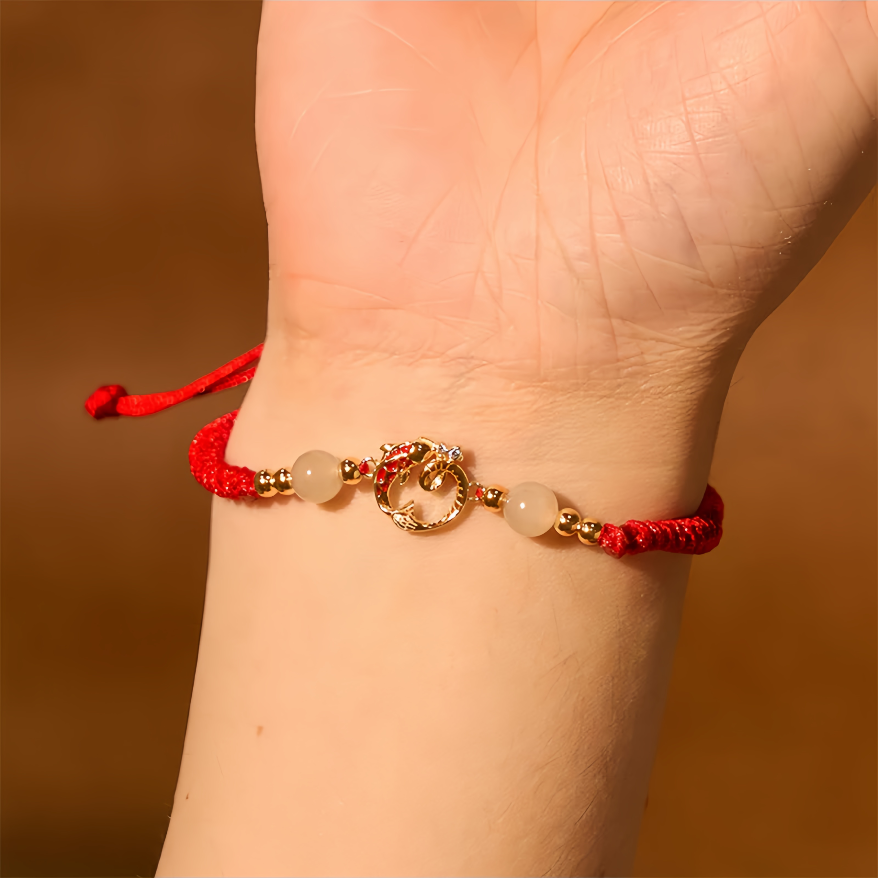 925 Sterling Silver Hetian Jade Cinnabar Koi Fish Year Of  The Snake Protection Braided Bracelet- EclatDoré