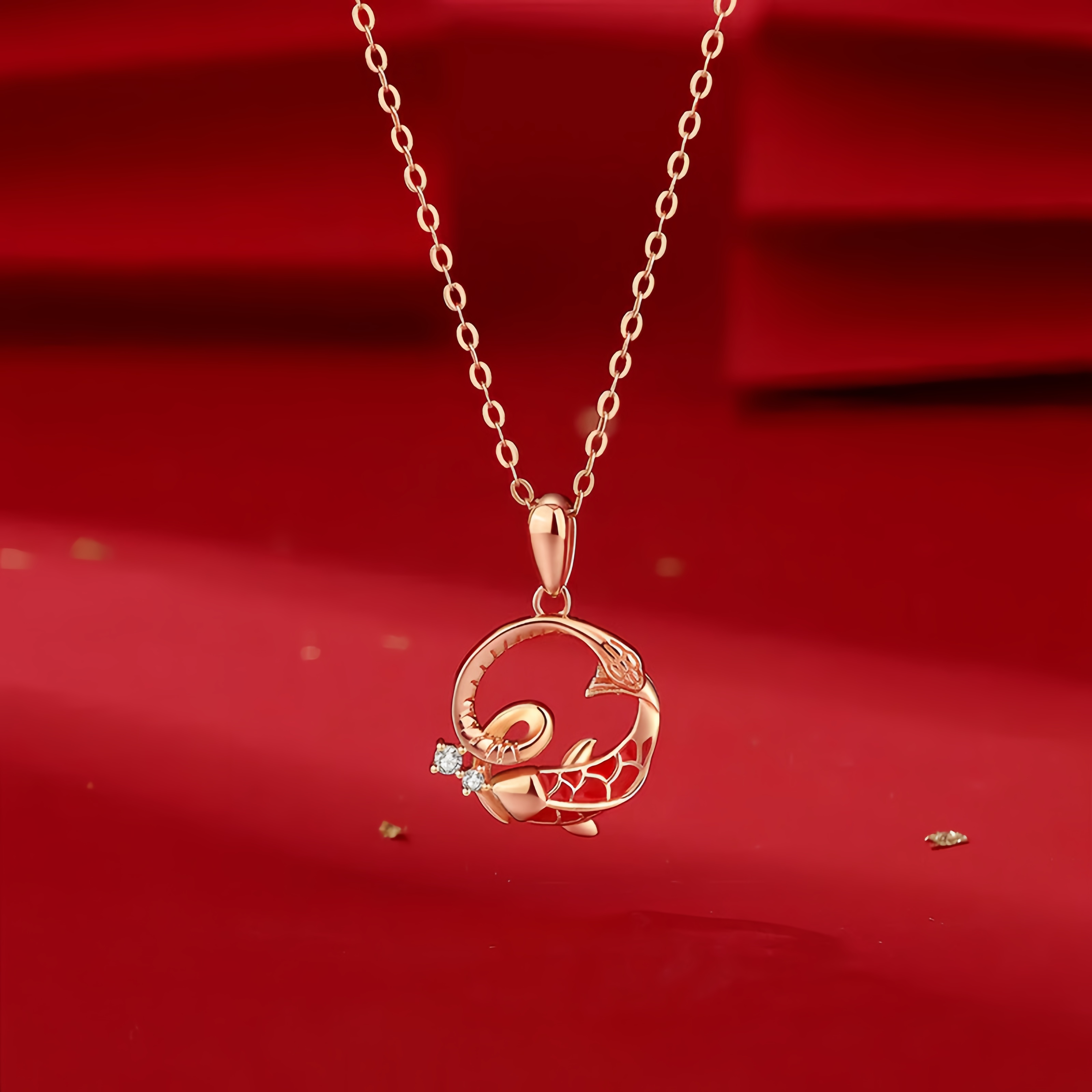 925 Sterling Silver Koi Fish Year Of The Snake Blessing Necklace Pendant – Symbol of Good Luck and Prosperity- EclatDoré