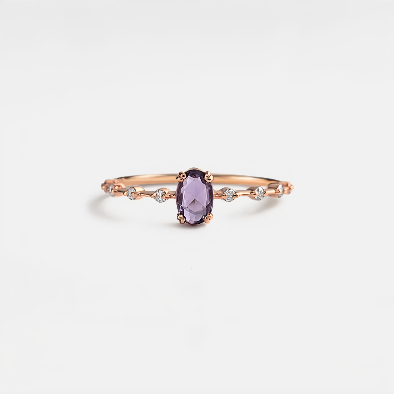 925 Sterling Silver Natural Amethyst Oval Ring | Fashion-Forward Stacking Jewelry for Friends- EclatDoré