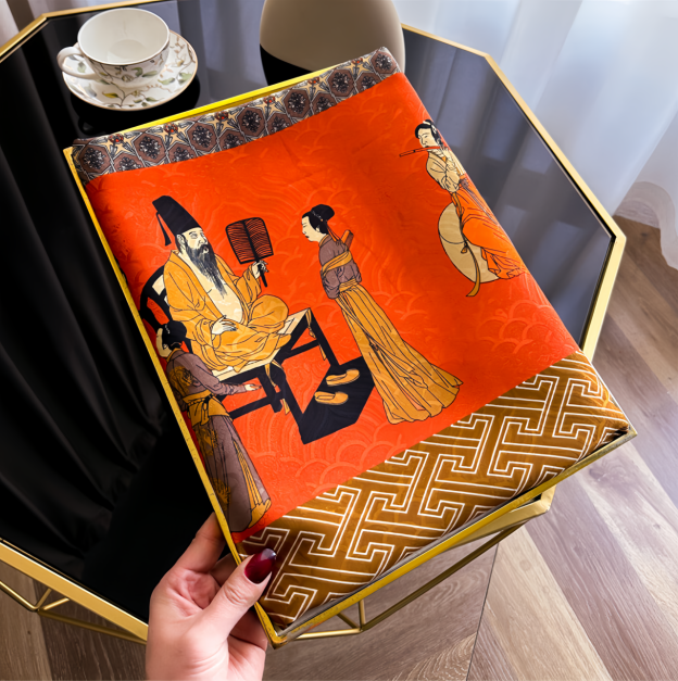 New Dragon Scale Silk Road Handwoven Silk Scarf - UV-Protective Lightweight Vintage Chinese Ethno Fashion Shawl- EclatDoré