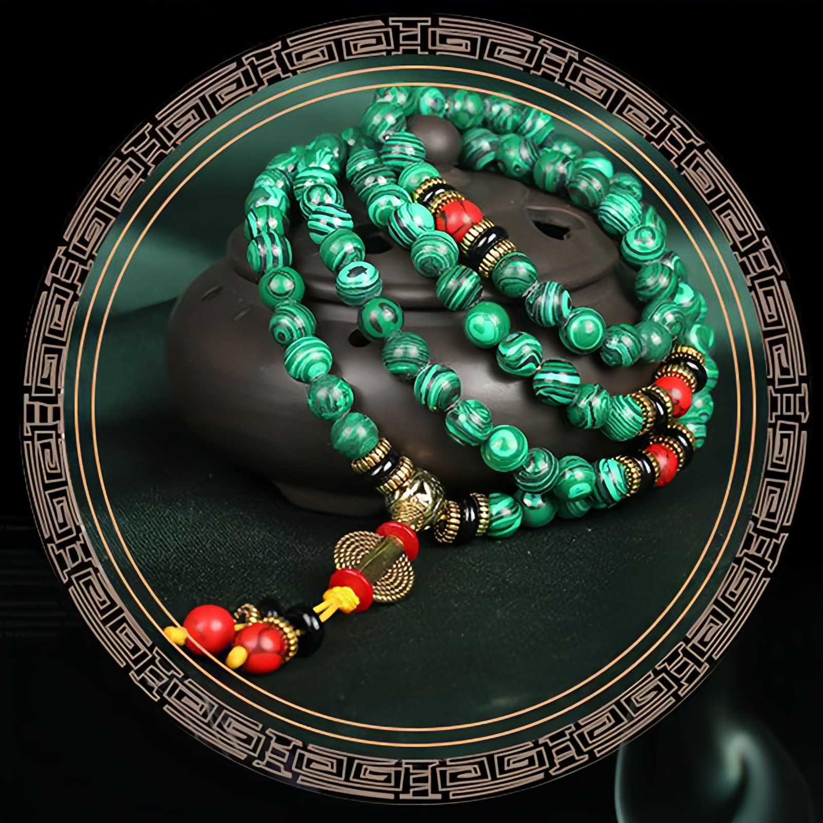 Tibetan Mala Red Turquoise Lucky Necklace Bracelet