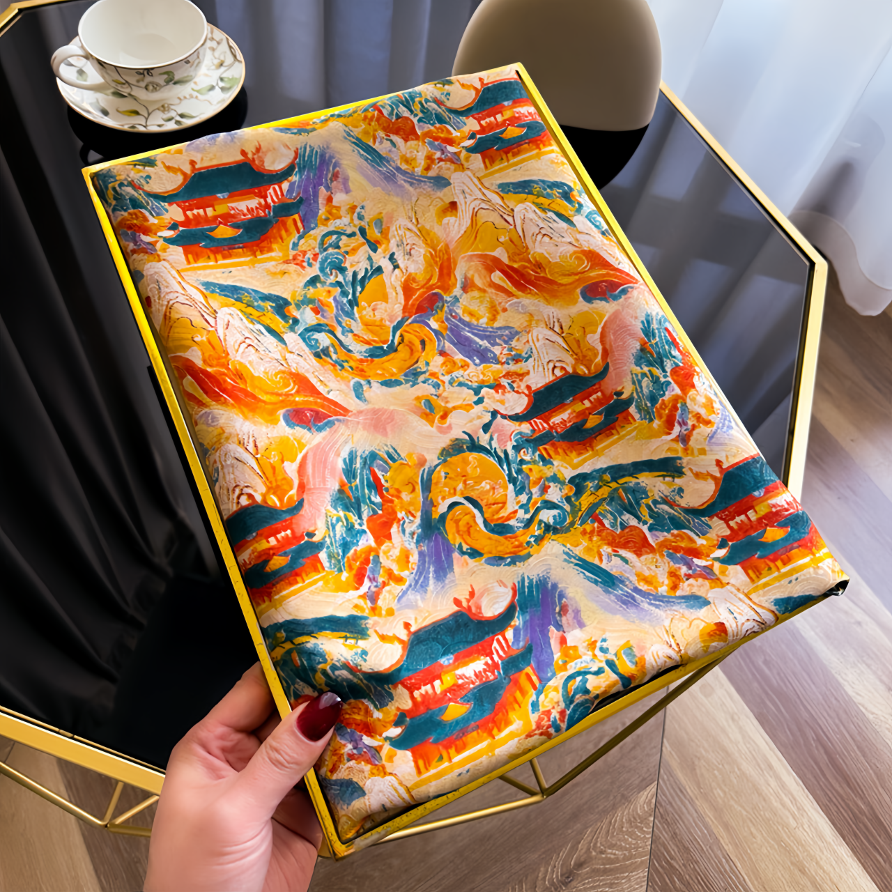 New Dragon Scale Silk Road Handwoven Silk Scarf - UV-Protective Lightweight Vintage Chinese Ethno Fashion Shawl- EclatDoré