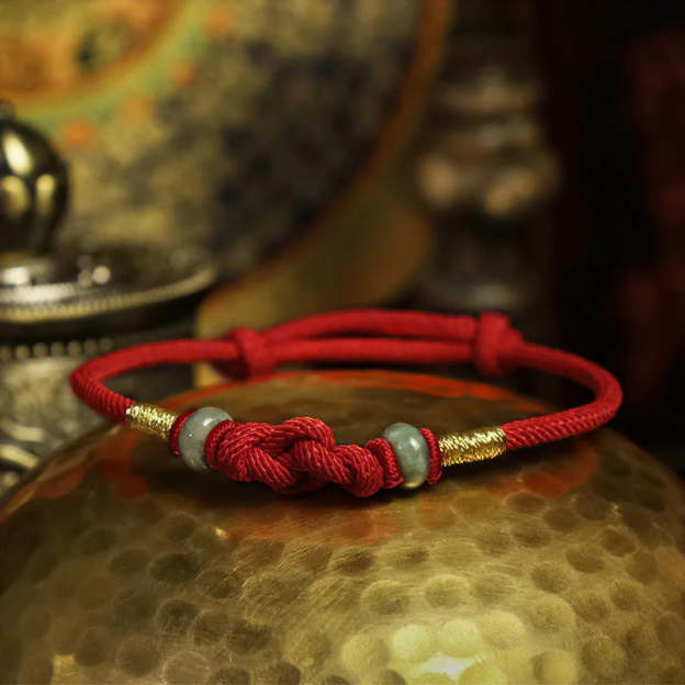 2025 Red String Jade Luck Fortune Knot Braided Couple Bracelet- EclatDoré