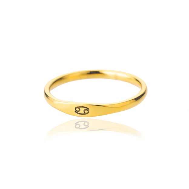 14K Gold Plated Stainless Steel Zodiac Ring - Perfect Golden Astrology Jewelry Gift for Star Lovers- EclatDoré