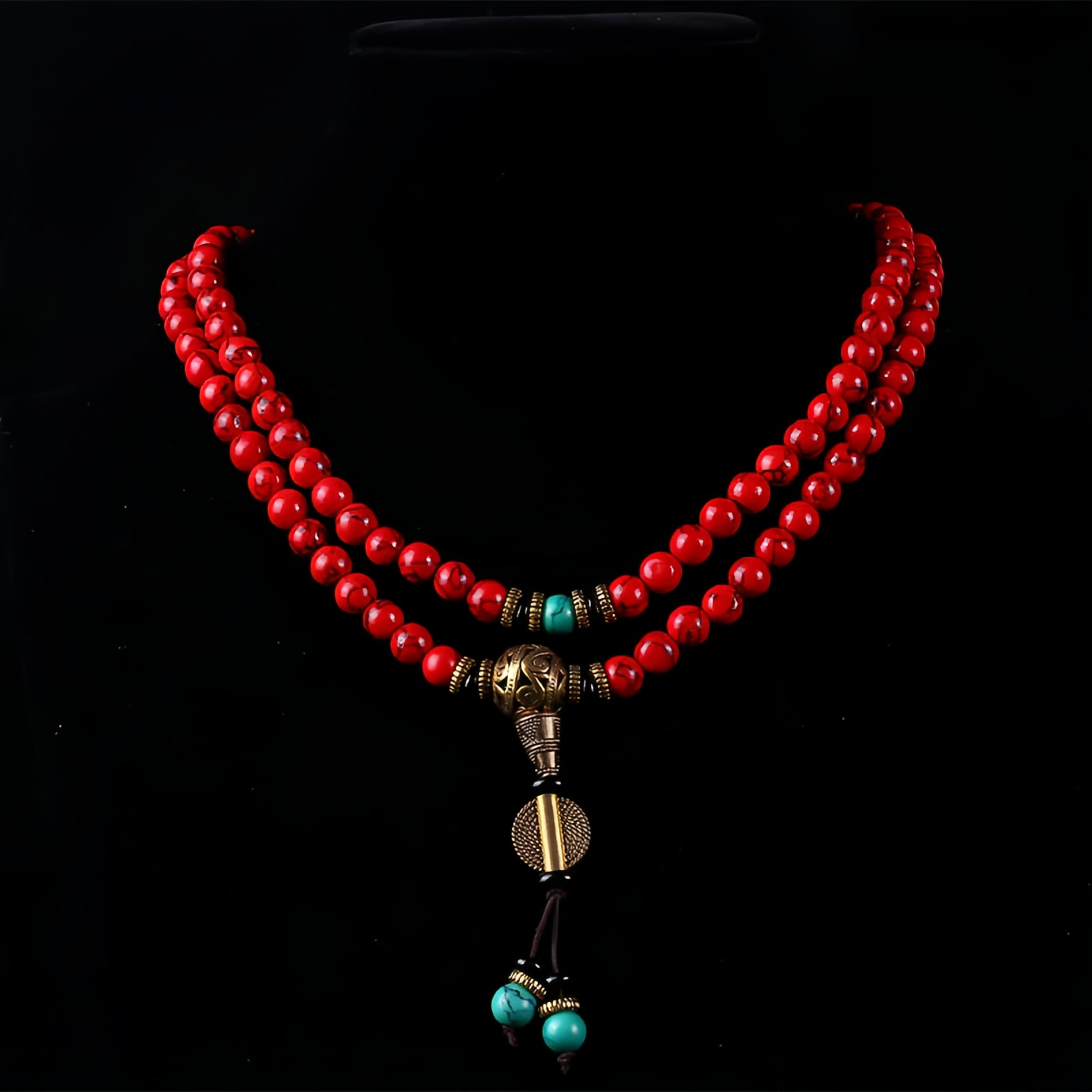 Tibetan Mala Red Turquoise Lucky Necklace Bracelet
