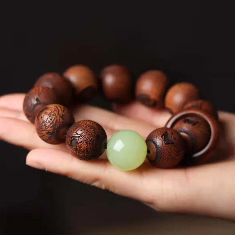 Tibetan Rosewood Engraving Tiger Protection Bracelet