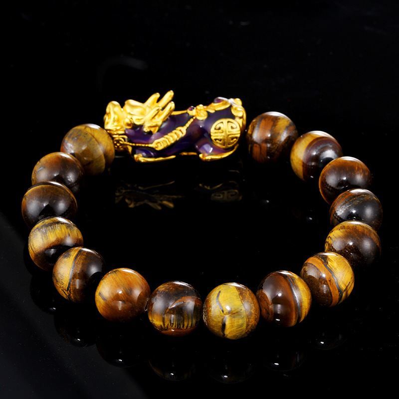 Tibetan Handcrafted Tiger Eye Feng Shui Bracelet- EclatDoré
