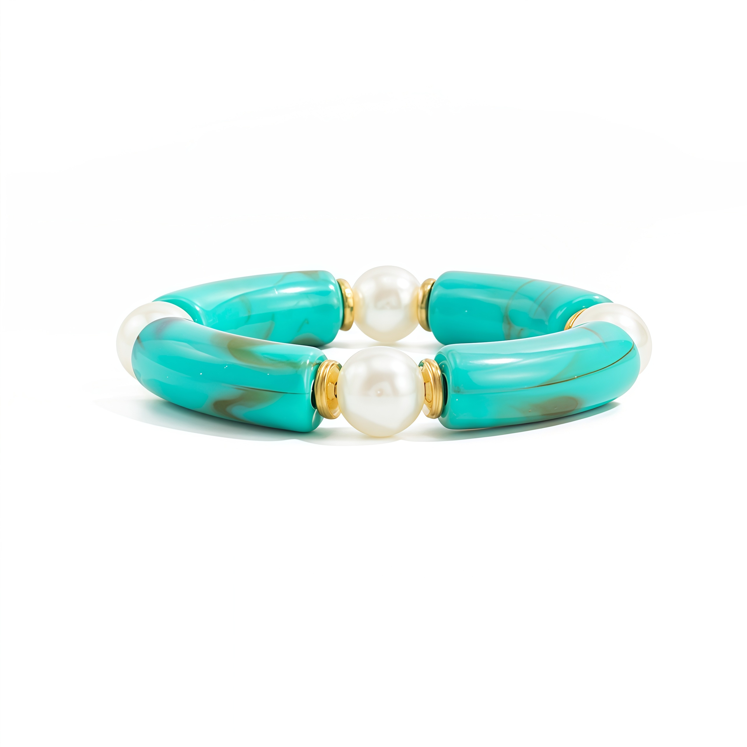 Bamboo Rhythm Flowing Light·Bleu-dyed Curved Pearl Bracelet