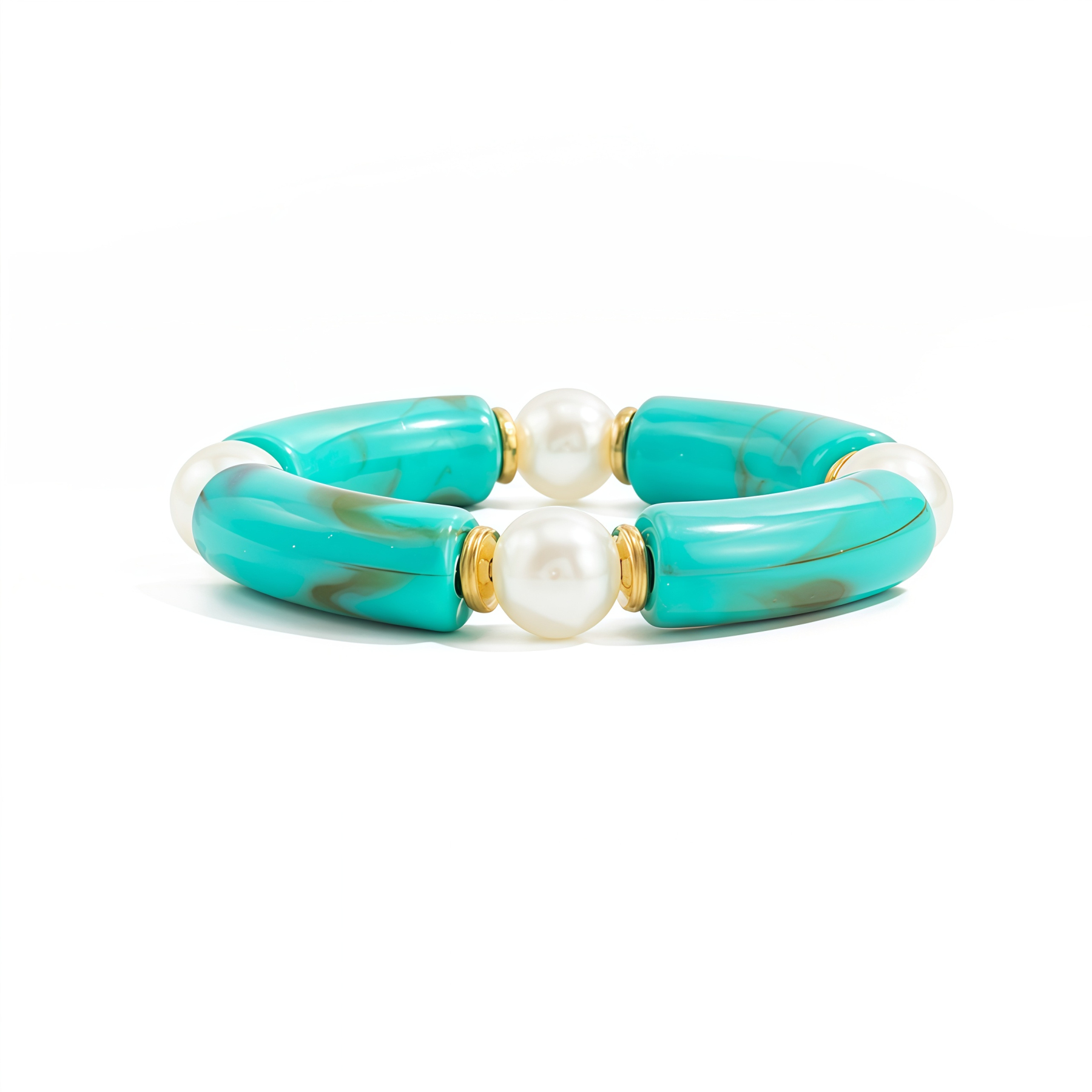 Bamboo Rhythm Flowing Light·Bleu-dyed Curved Pearl Bracelet