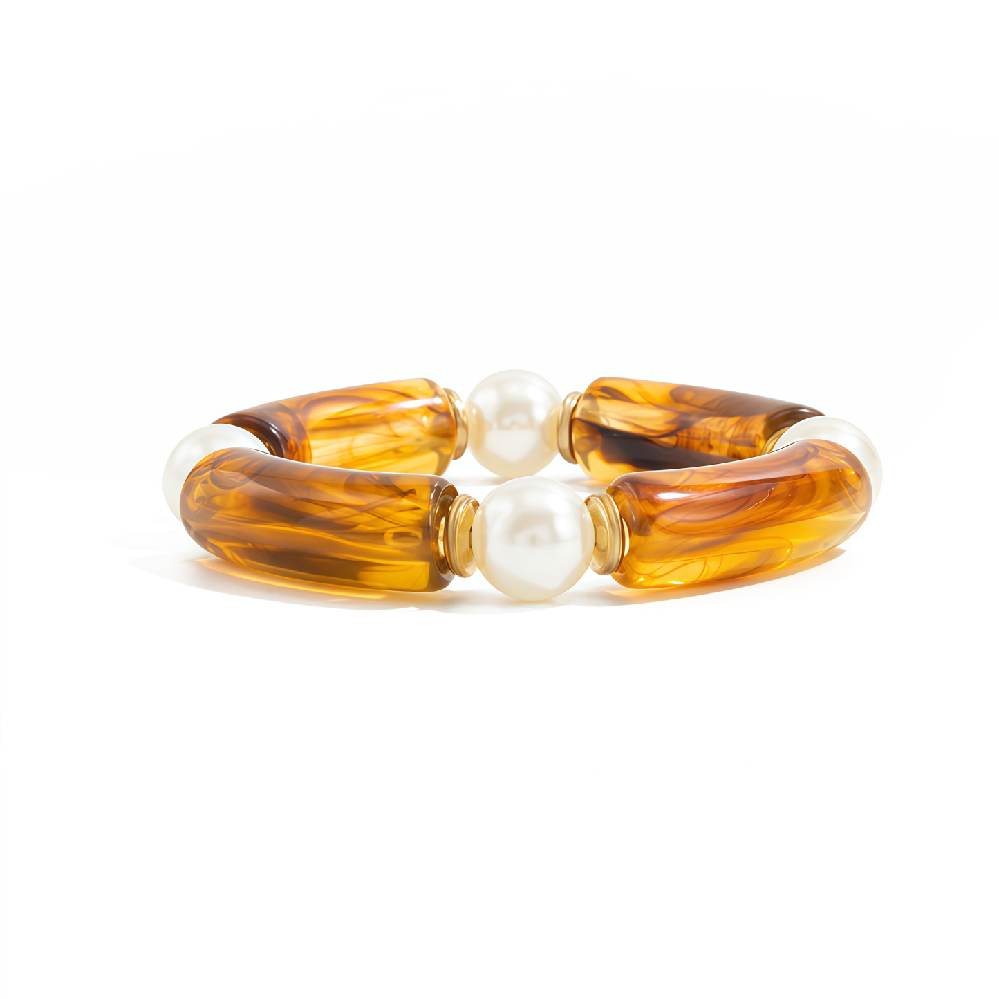 Bamboo Rhythm Flowing Light·Bleu-dyed Curved Pearl Bracelet