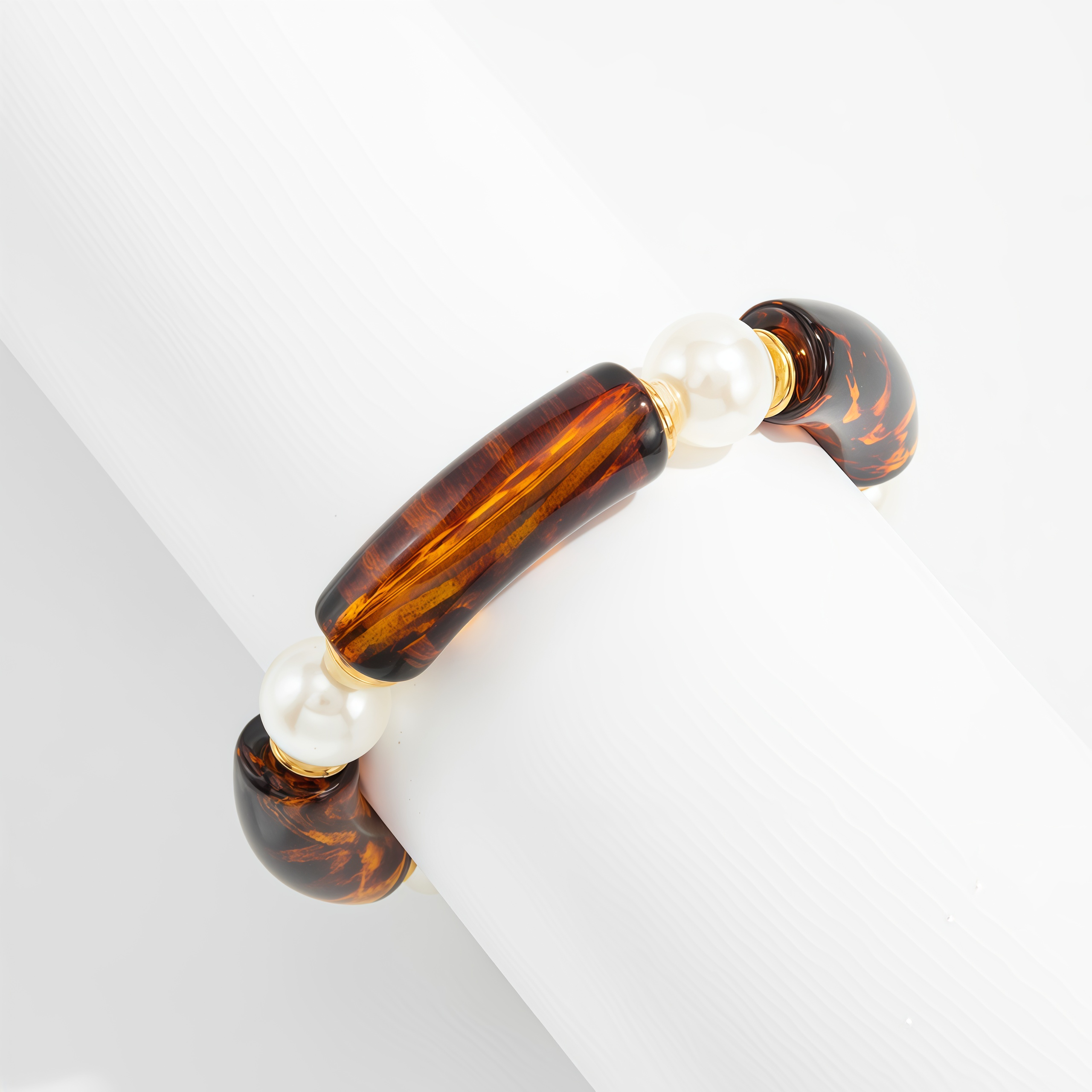Bamboo Rhythm Flowing Light·Bleu-dyed Curved Pearl Bracelet