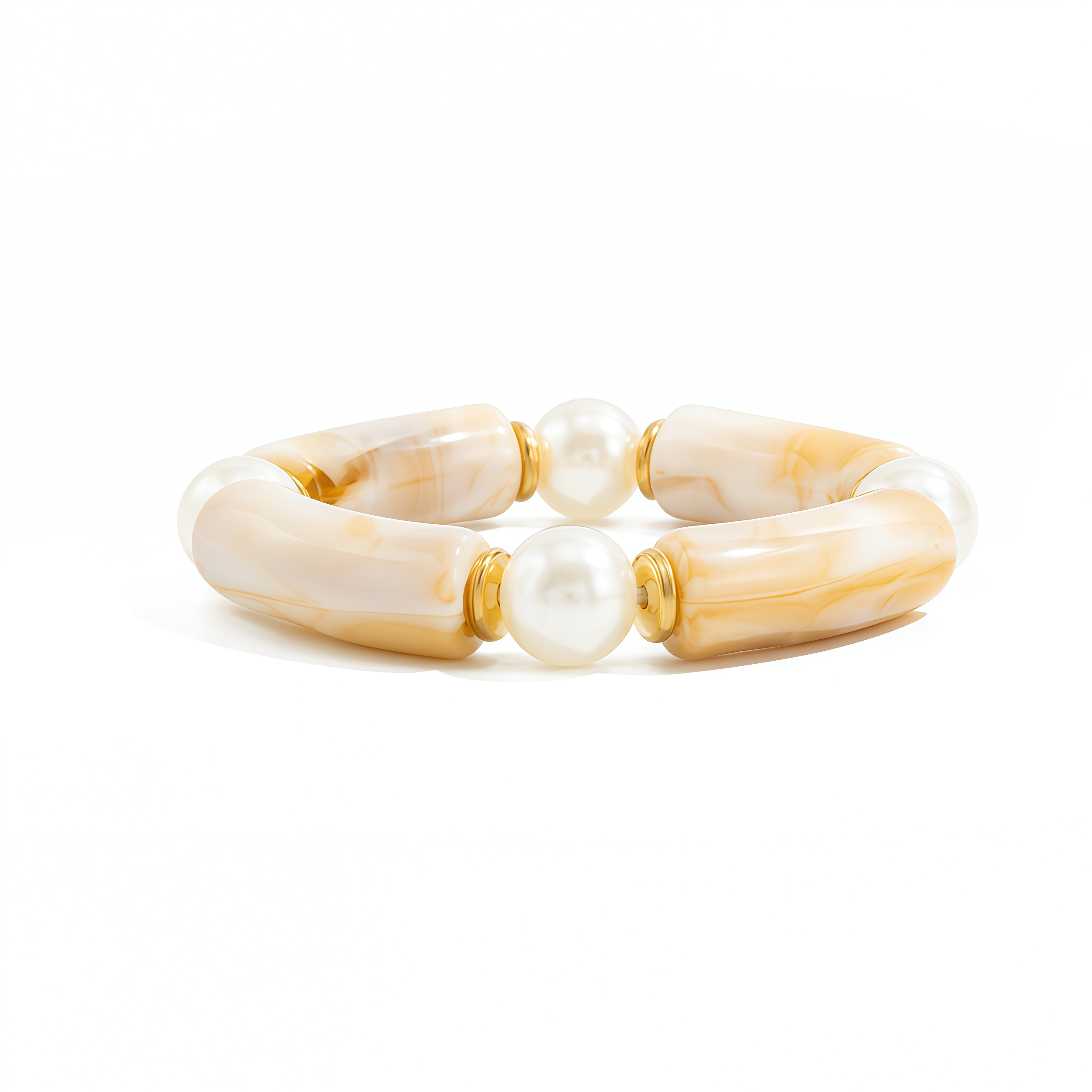 Bamboo Rhythm Flowing Light·Bleu-dyed Curved Pearl Bracelet