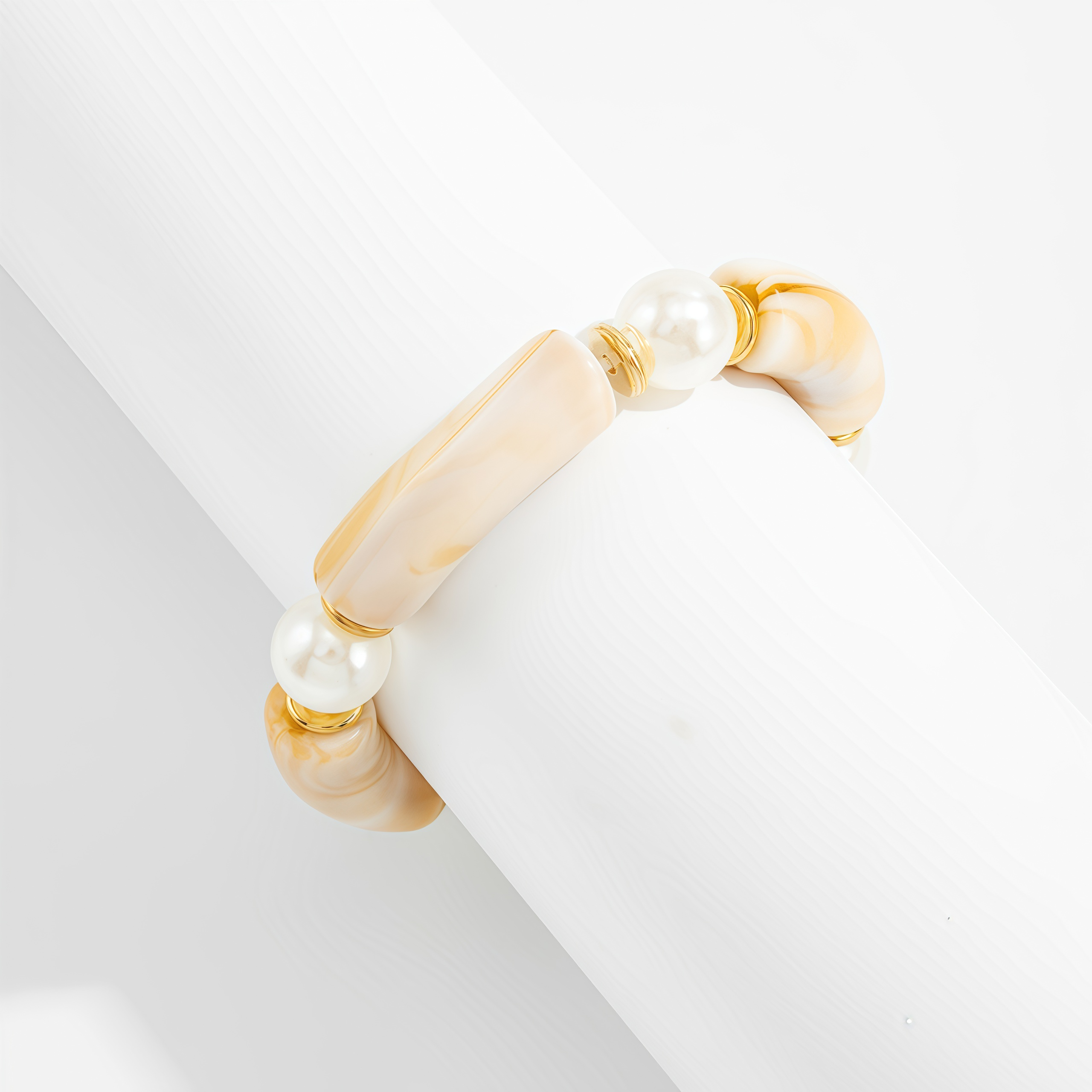 Bamboo Rhythm Flowing Light·Bleu-dyed Curved Pearl Bracelet