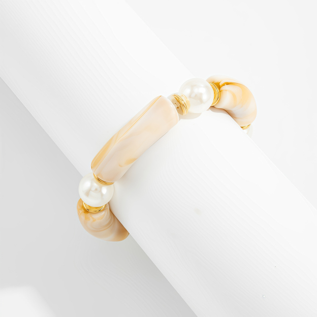 Bamboo Rhythm Flowing Light·Bleu-dyed Curved Pearl Bracelet