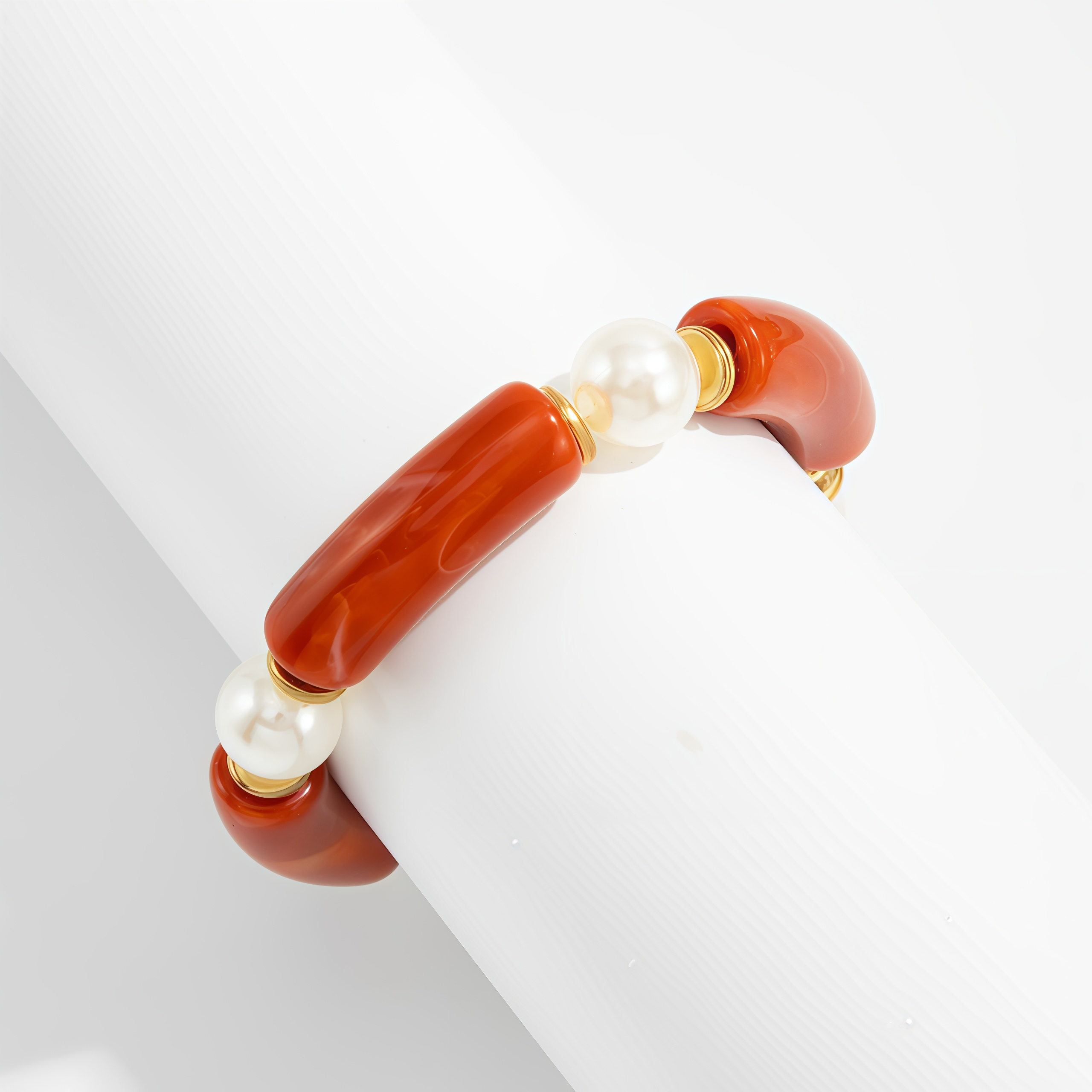 Bamboo Rhythm Flowing Light·Bleu-dyed Curved Pearl Bracelet