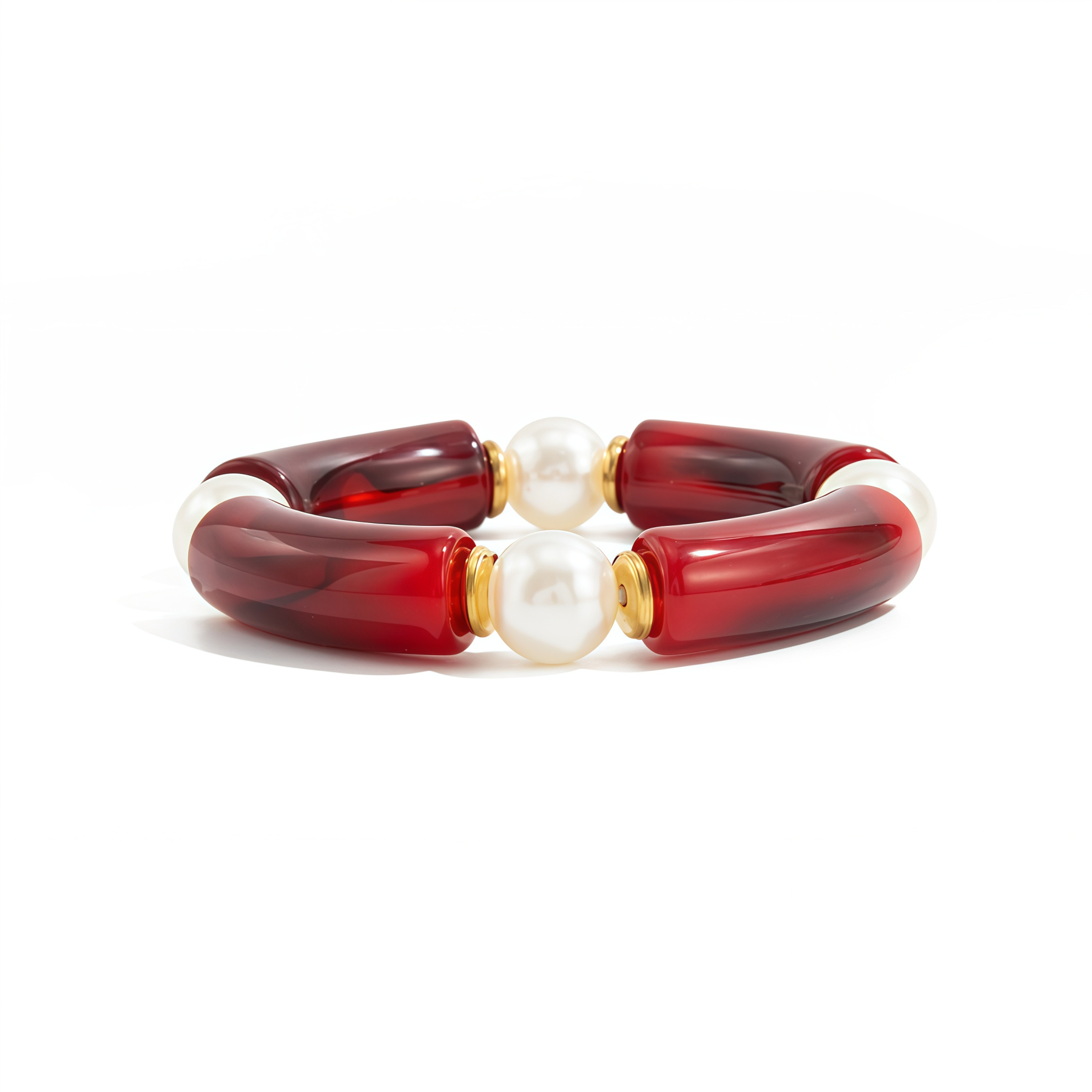 Bamboo Rhythm Flowing Light·Bleu-dyed Curved Pearl Bracelet
