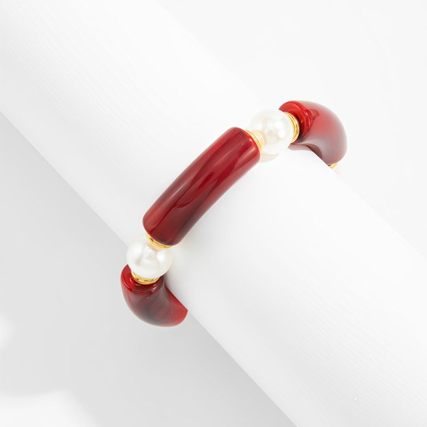 Bamboo Rhythm Flowing Light·Bleu-dyed Curved Pearl Bracelet