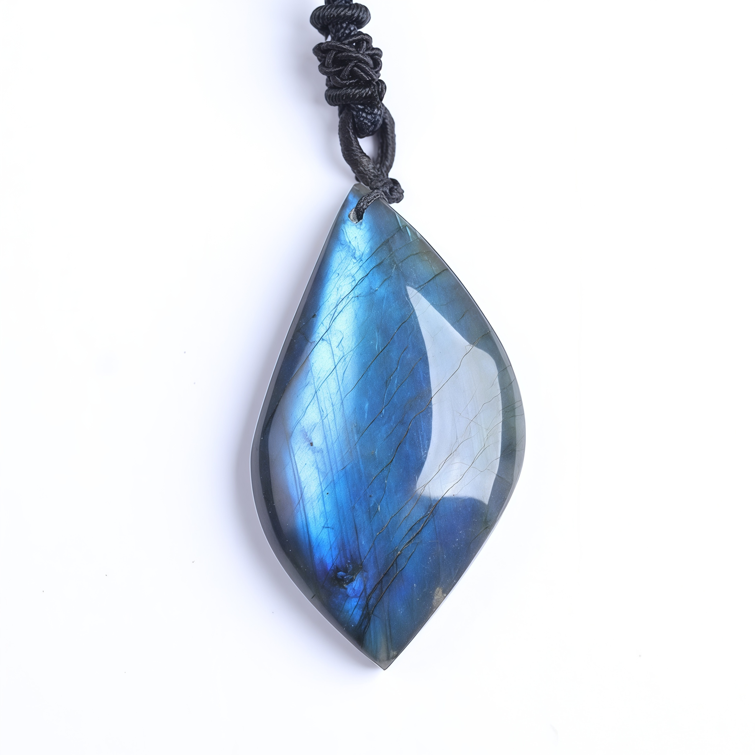 Blue Moonlight Butterfly Wing Spirit Leaf Natural Labradorite Pendant