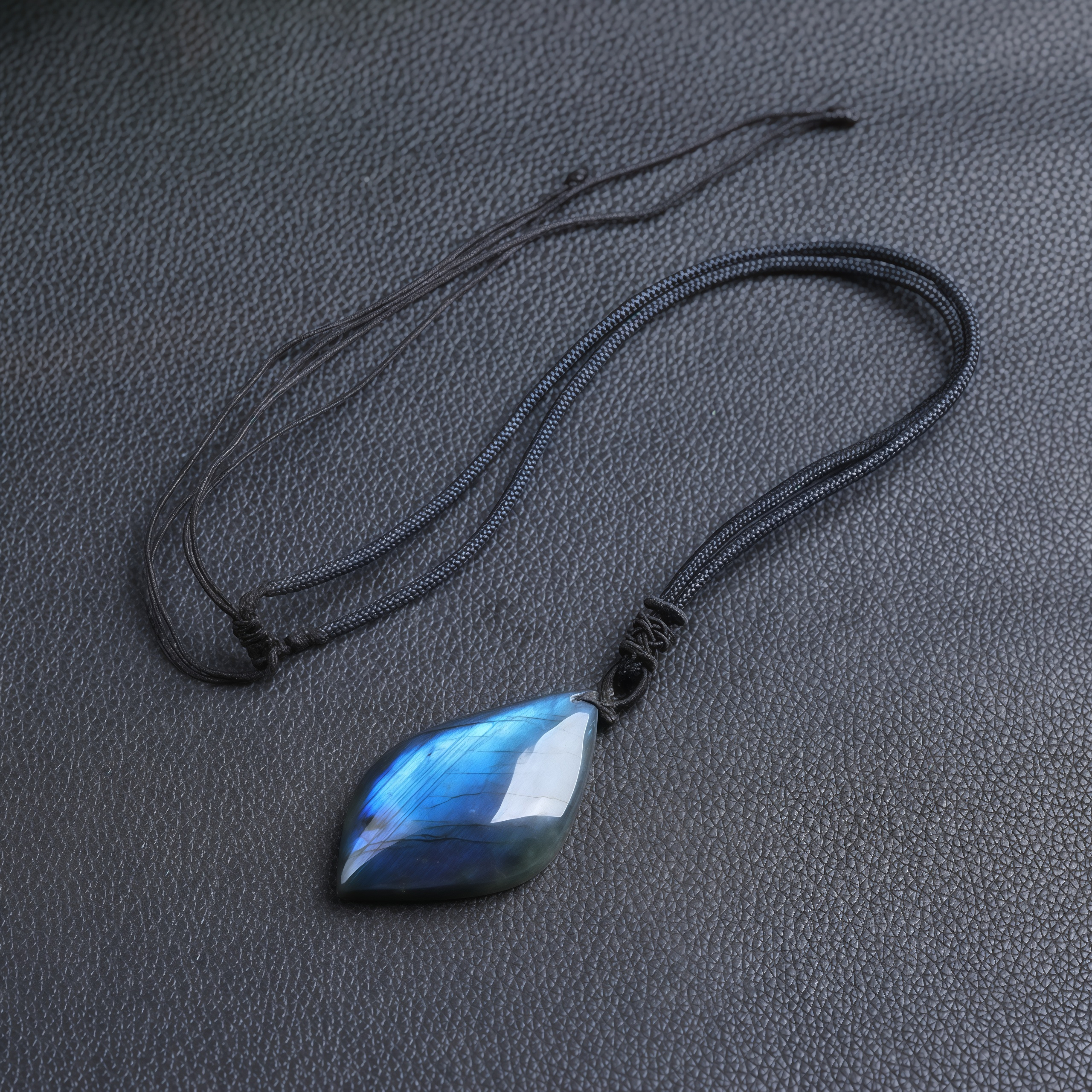 Blue Moonlight Butterfly Wing Spirit Leaf Natural Labradorite Pendant