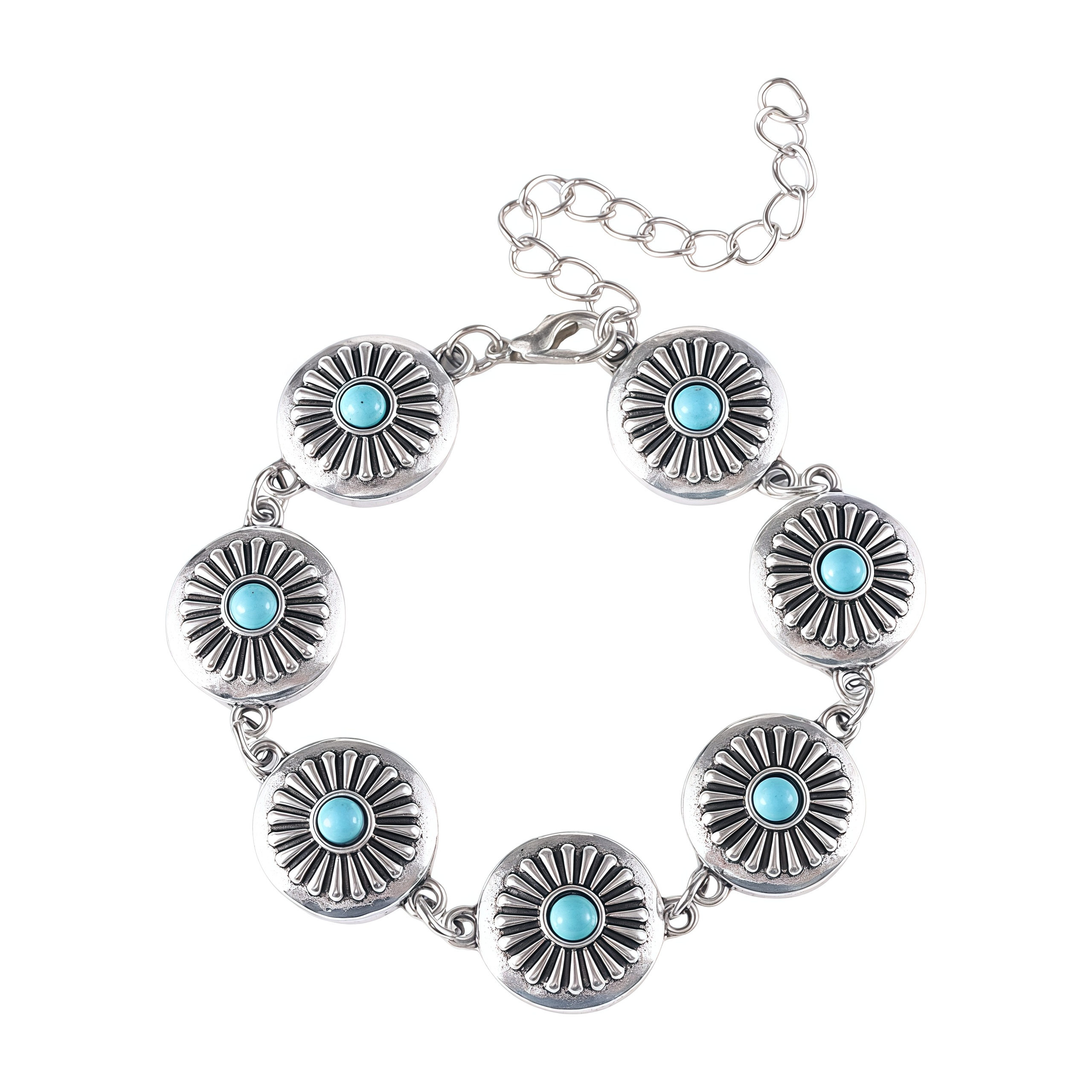 Handmade Turquoise Pumpkin Blossom Healing Bracelet- EclatDoré