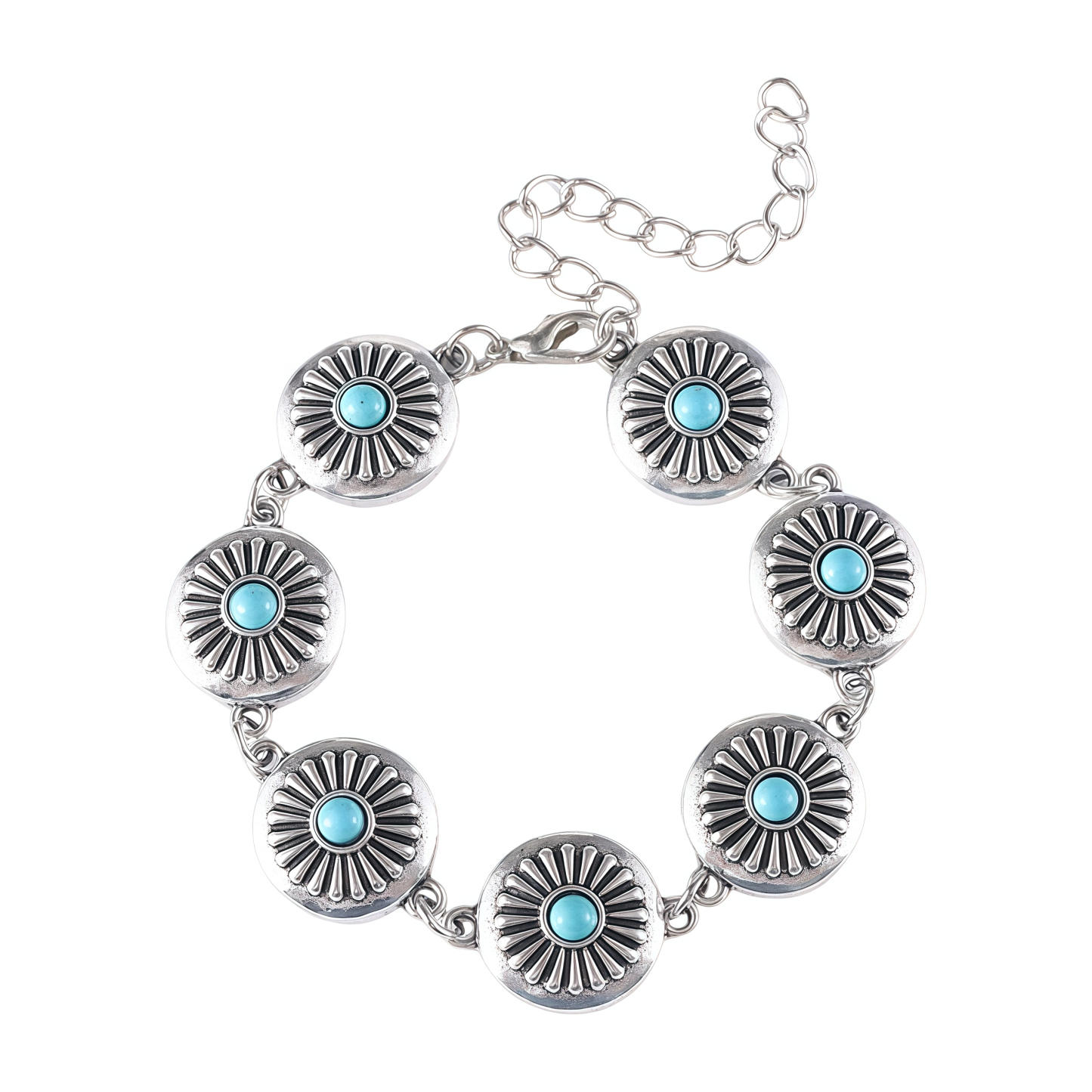 Handmade Turquoise Pumpkin Blossom Healing Bracelet- EclatDoré