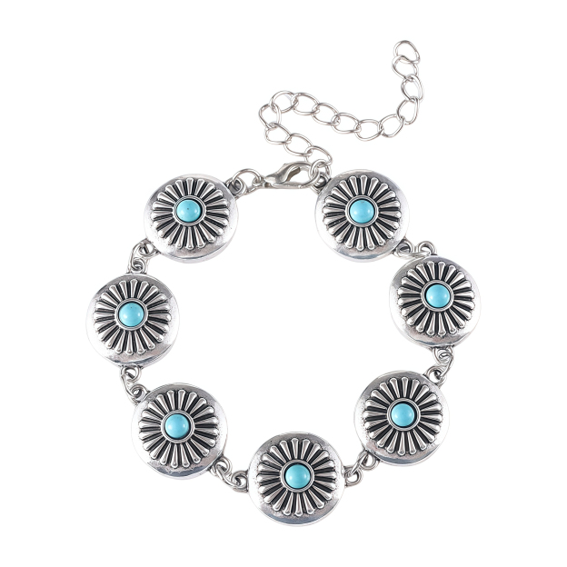 Handmade Turquoise Pumpkin Blossom Healing Bracelet- EclatDoré