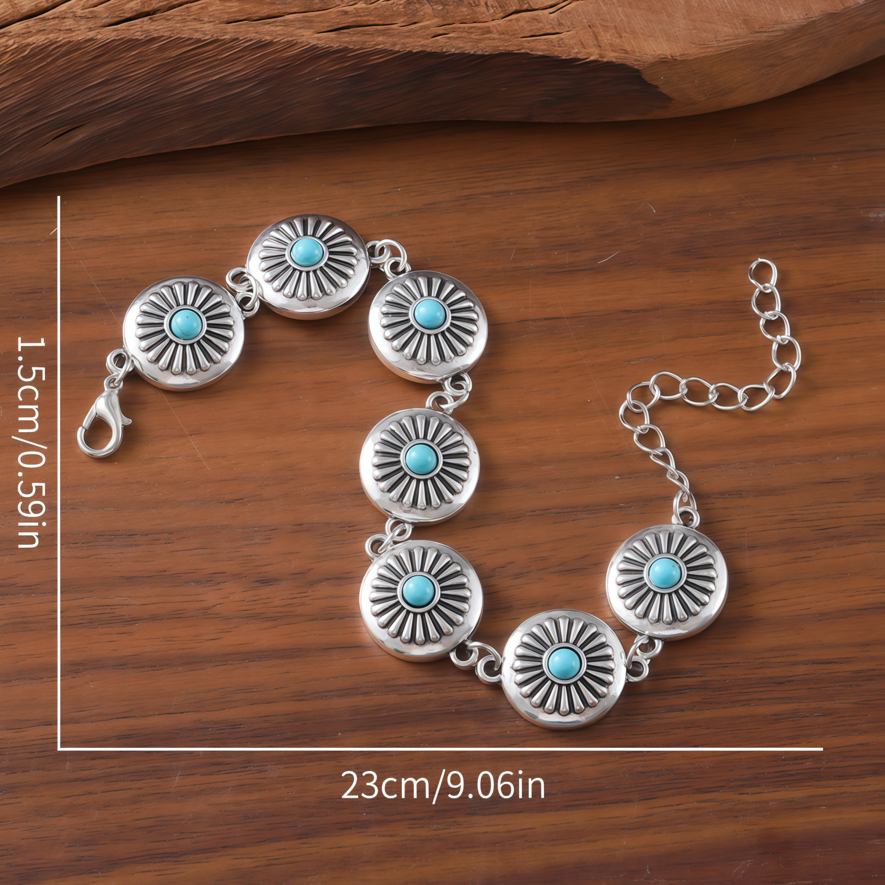 Handmade Turquoise Pumpkin Blossom Healing Bracelet- EclatDoré