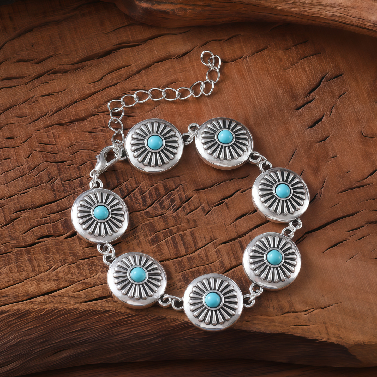 Handmade Turquoise Pumpkin Blossom Healing Bracelet- EclatDoré