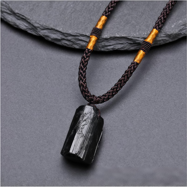 Geo-Stone Natural Black Tourmaline Pendant