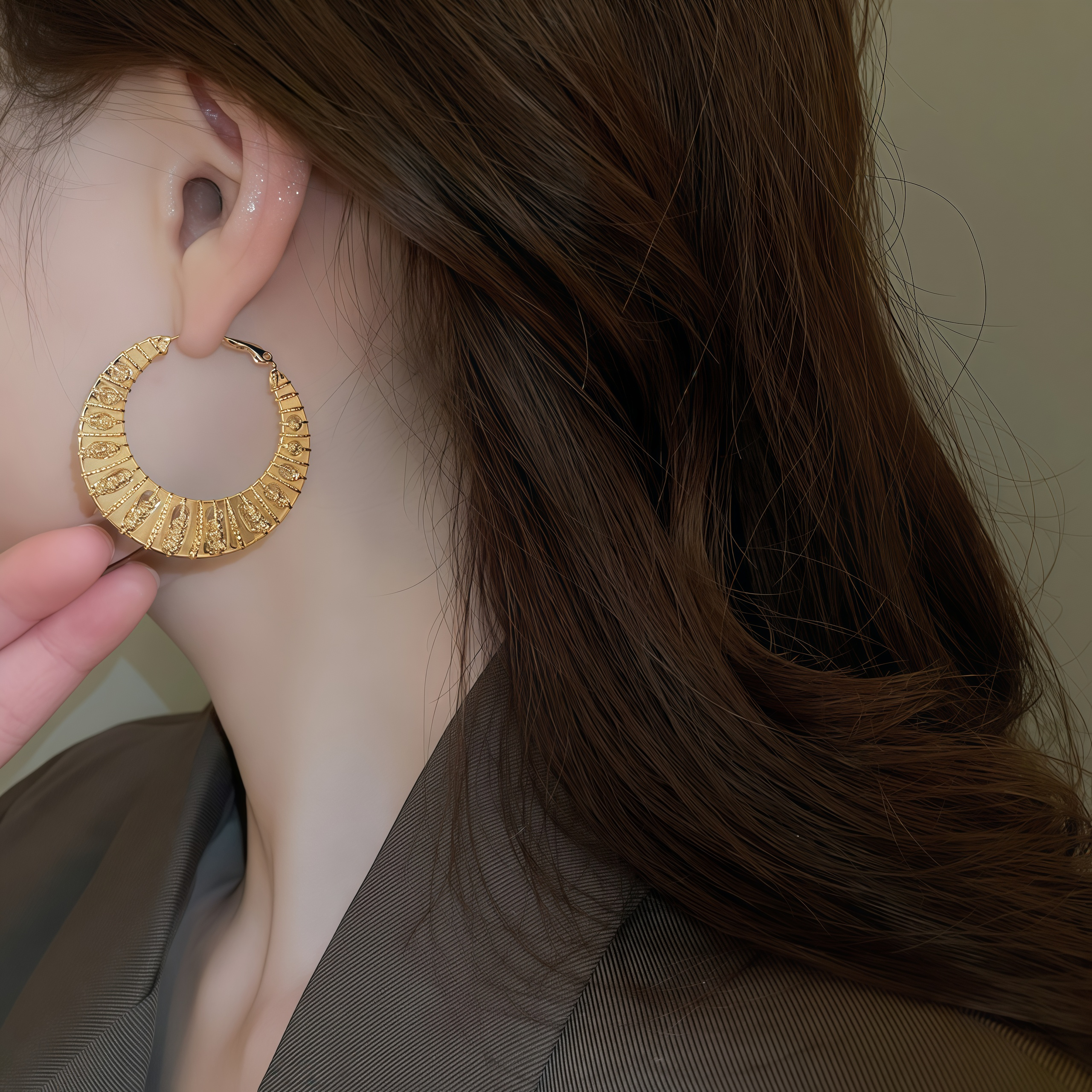Gilded Twist Hoops- Where Nature Meets Glamour
