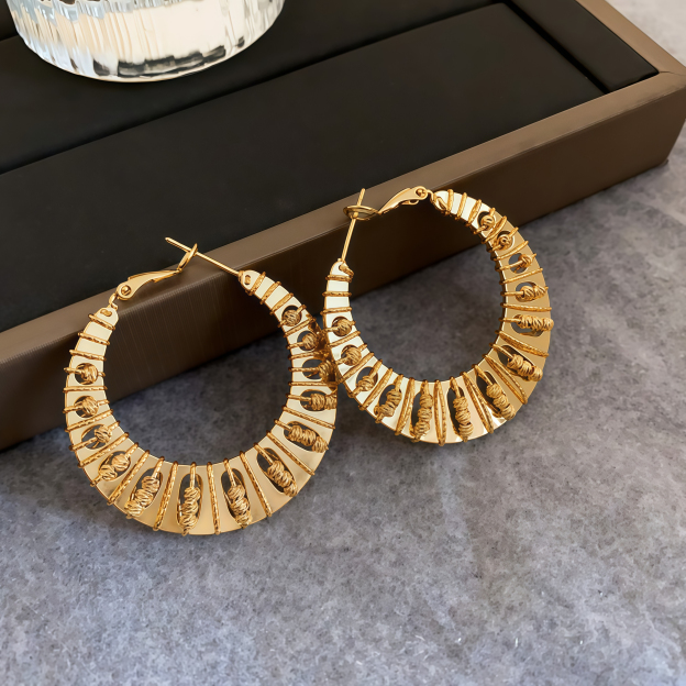 Gilded Twist Hoops- Where Nature Meets Glamour