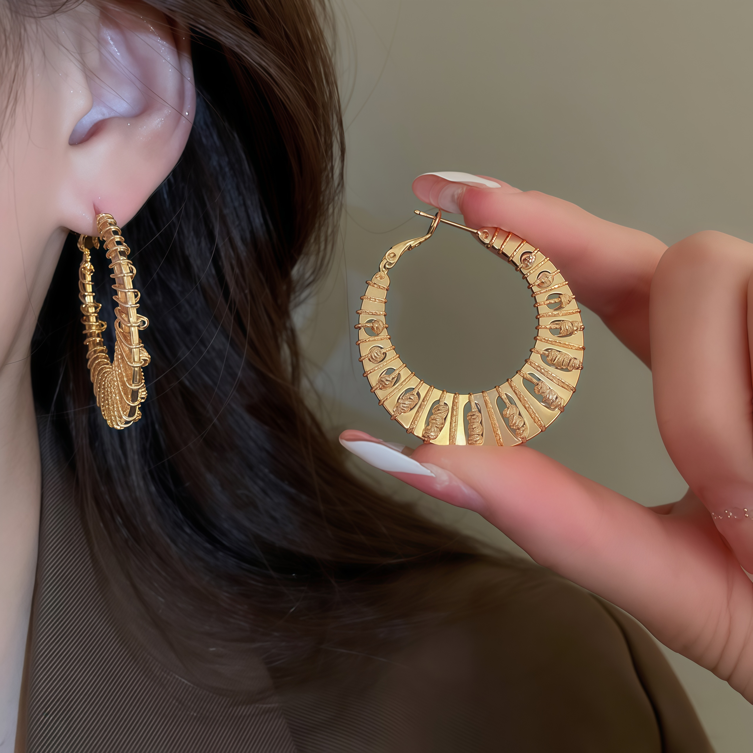 Gilded Twist Hoops- Where Nature Meets Glamour