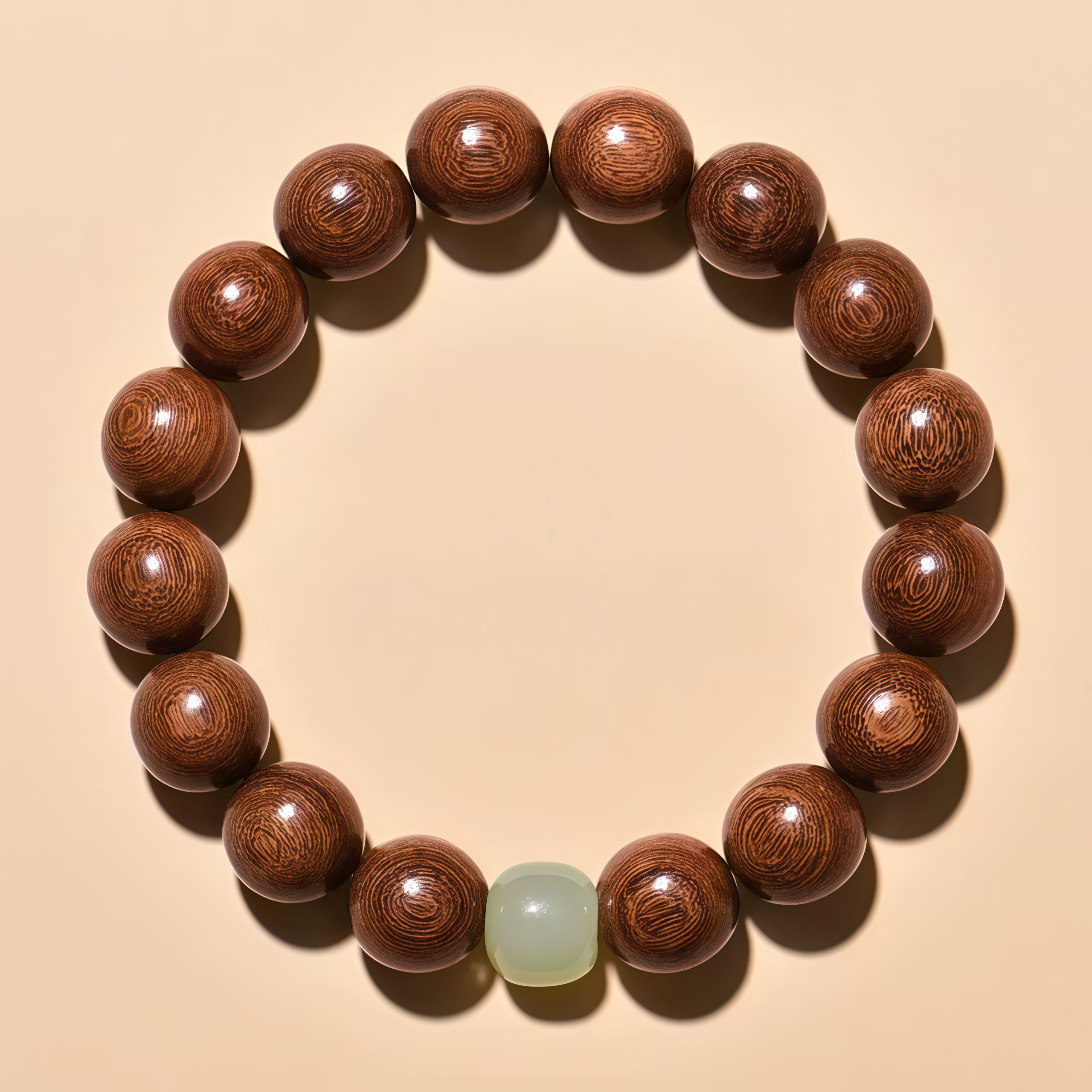 Handmade gold-thread sandalwood jade bracelet| Meditation healing