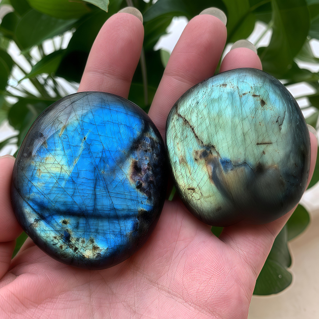 Natural Blue Moonlight Labradorite Palm Stone| Meditation Energy Hand Piece