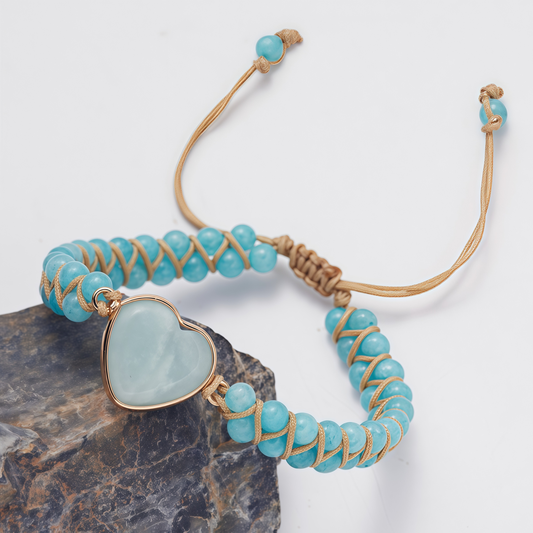 Meditation Heart Bracelet Chakra Stone Rope |   Anxiety Relief Accessories Healing Gemstone Set