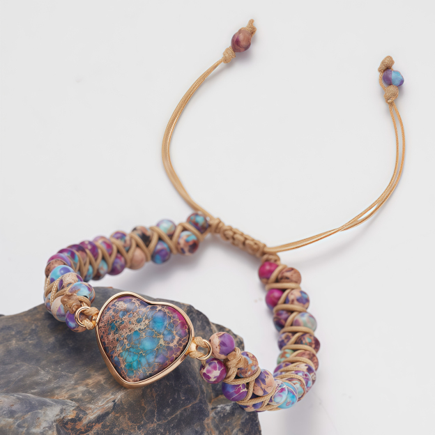 Meditation Heart Bracelet Chakra Stone Rope |   Anxiety Relief Accessories Healing Gemstone Set