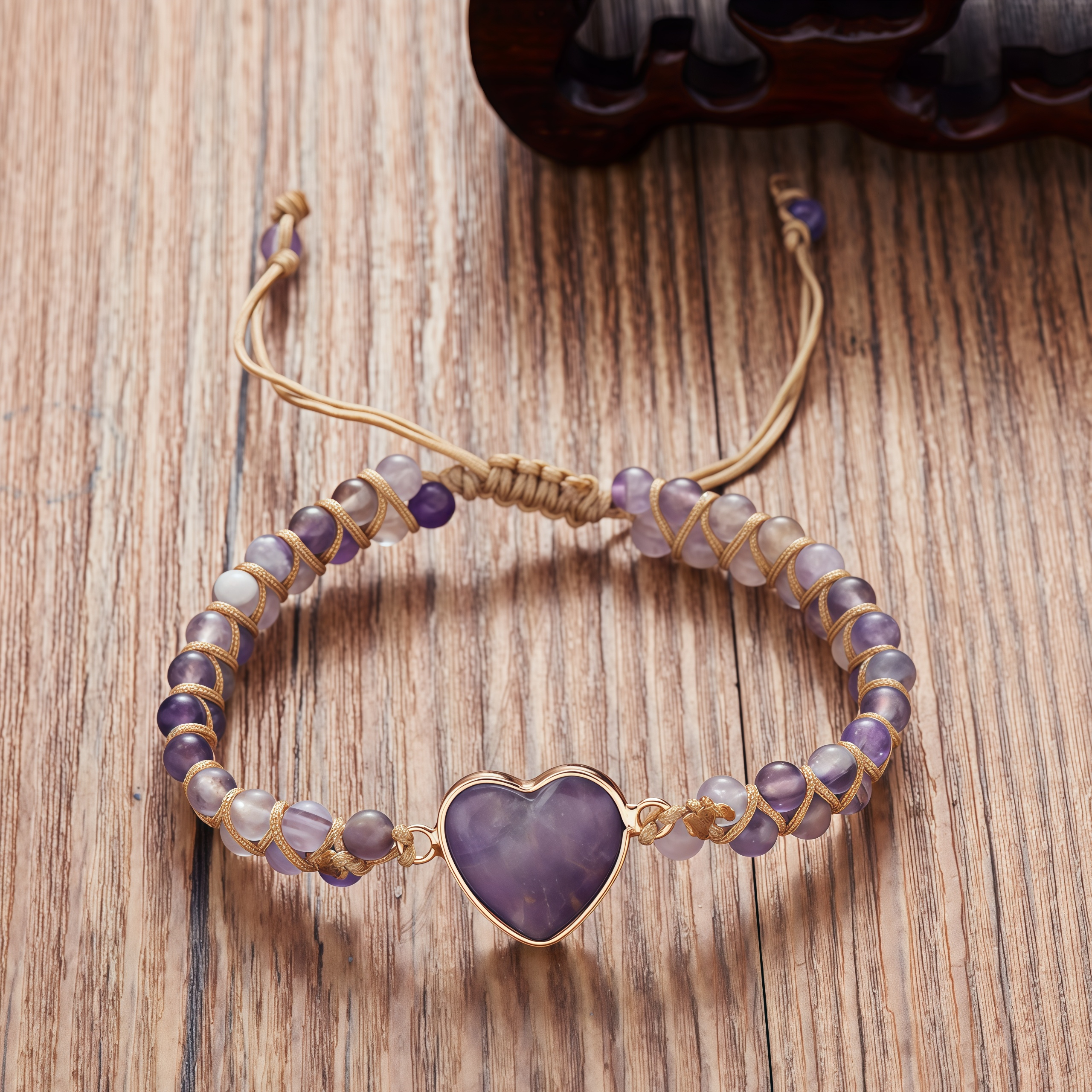 Meditation Heart Bracelet Chakra Stone Rope |   Anxiety Relief Accessories Healing Gemstone Set