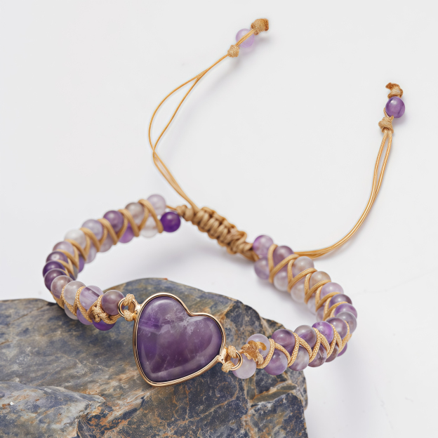 Meditation Heart Bracelet Chakra Stone Rope |   Anxiety Relief Accessories Healing Gemstone Set
