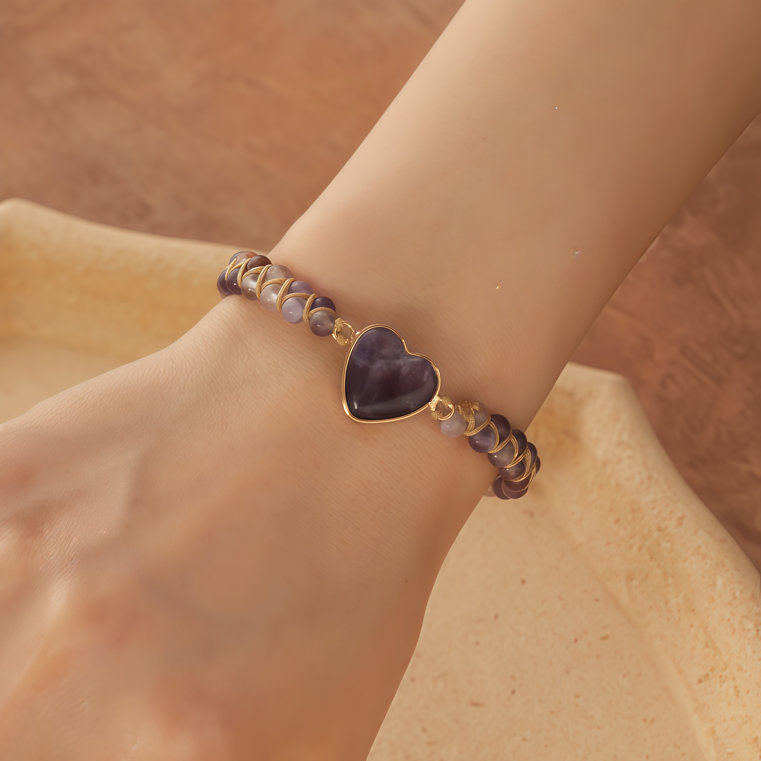 Meditation Heart Bracelet Chakra Stone Rope |   Anxiety Relief Accessories Healing Gemstone Set