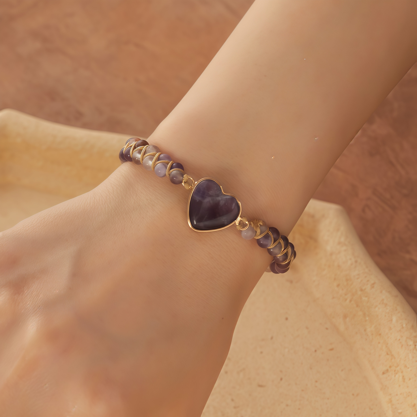 Meditation Heart Bracelet Chakra Stone Rope |   Anxiety Relief Accessories Healing Gemstone Set