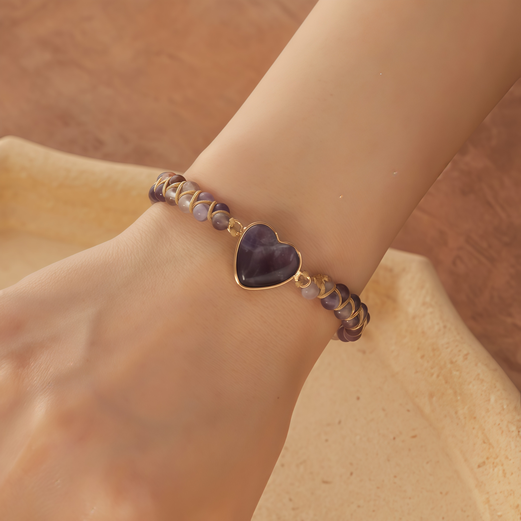Meditation Heart Bracelet Chakra Stone Rope |   Anxiety Relief Accessories Healing Gemstone Set
