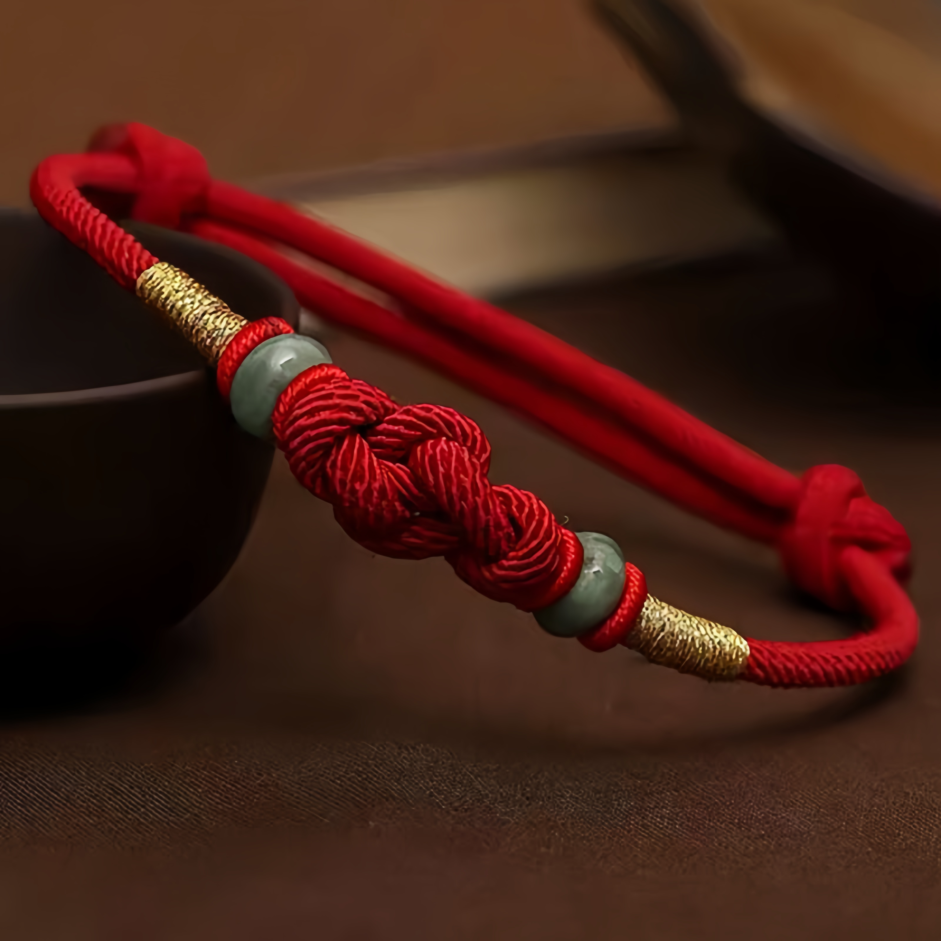 2025 Red String Jade Luck Fortune Knot Braided Couple Bracelet- EclatDoré