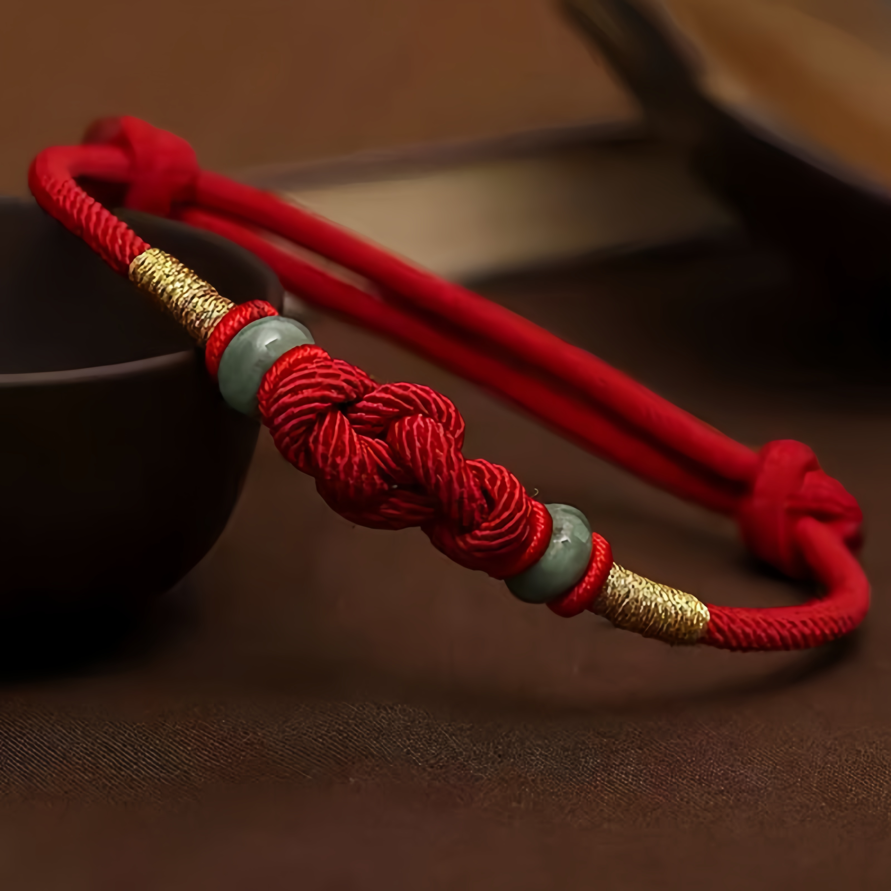 2025 Red String Jade Luck Fortune Knot Braided Couple Bracelet- EclatDoré