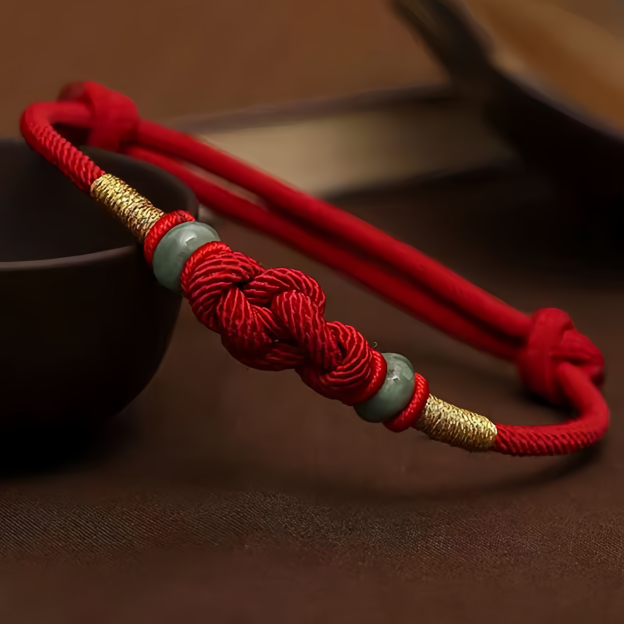2025 Red String Jade Luck Fortune Knot Braided Couple Bracelet- EclatDoré