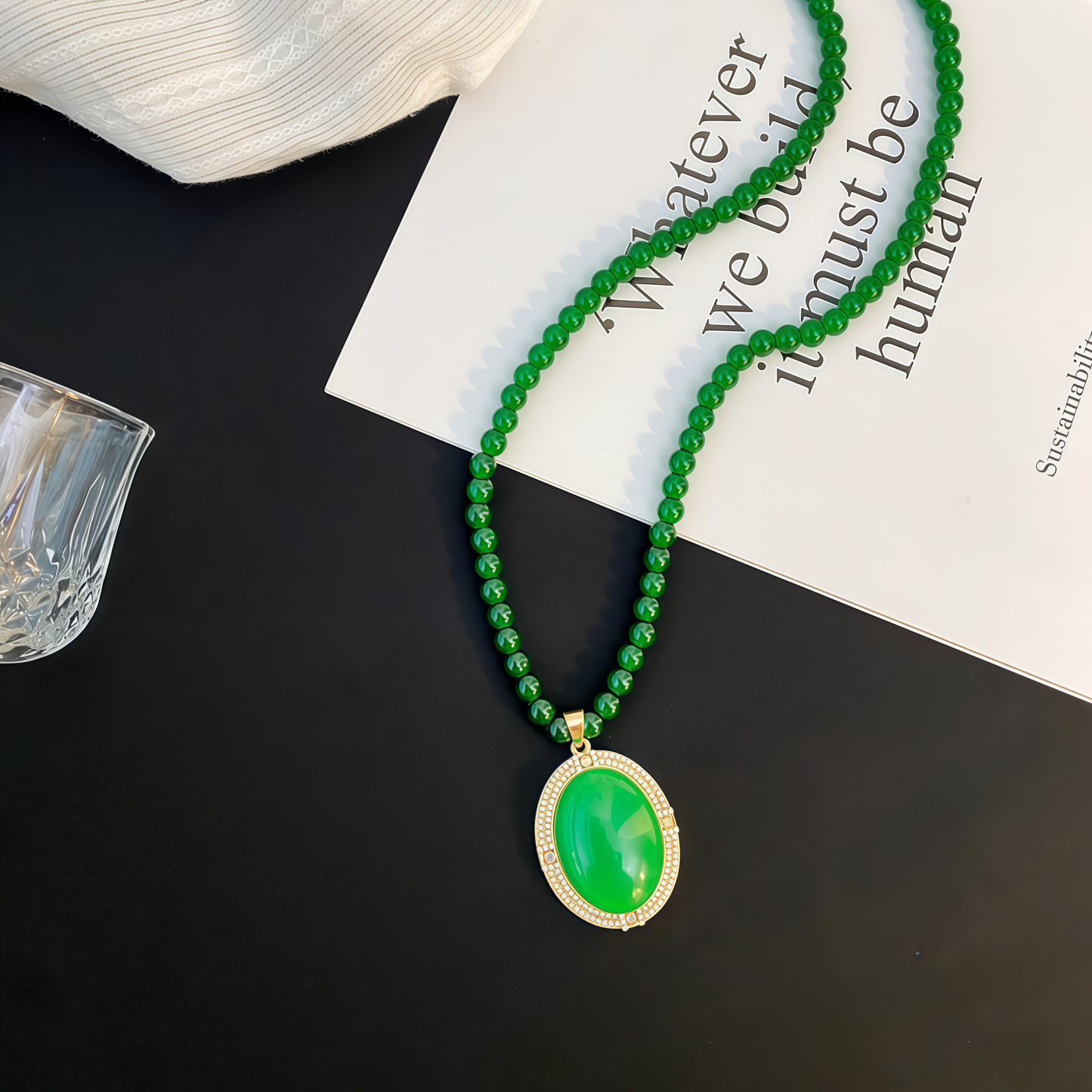 Secret Vine Spirit Shadow • Emerald Long Pendant