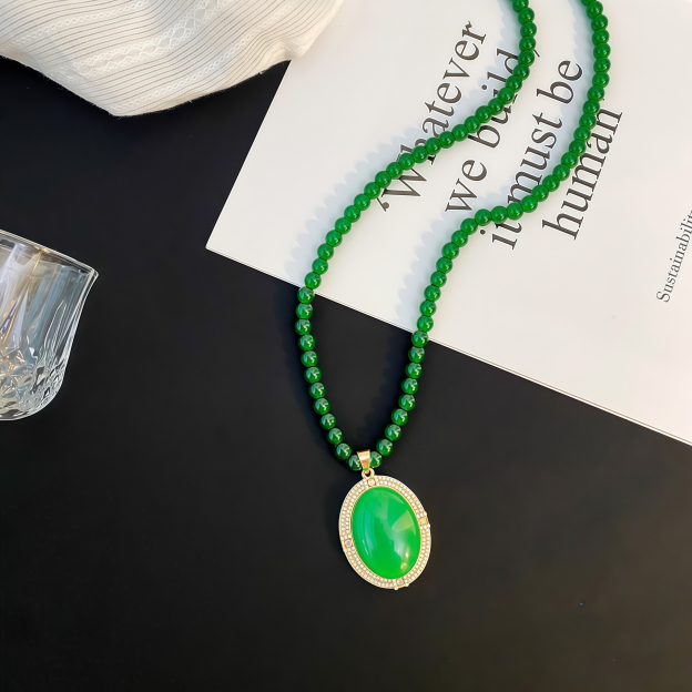 Secret Vine Spirit Shadow • Emerald Long Pendant