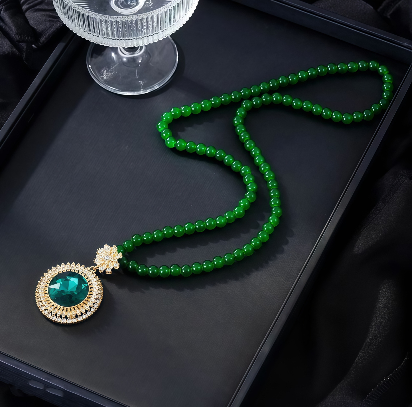 Secret Vine Spirit Shadow • Emerald Long Pendant